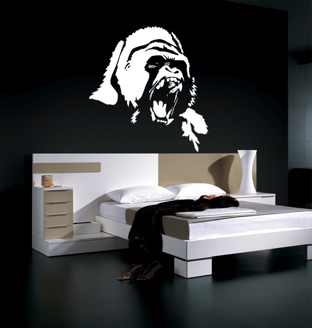 Vinyl Wall Decal Sticker White Gorilla Face White only  